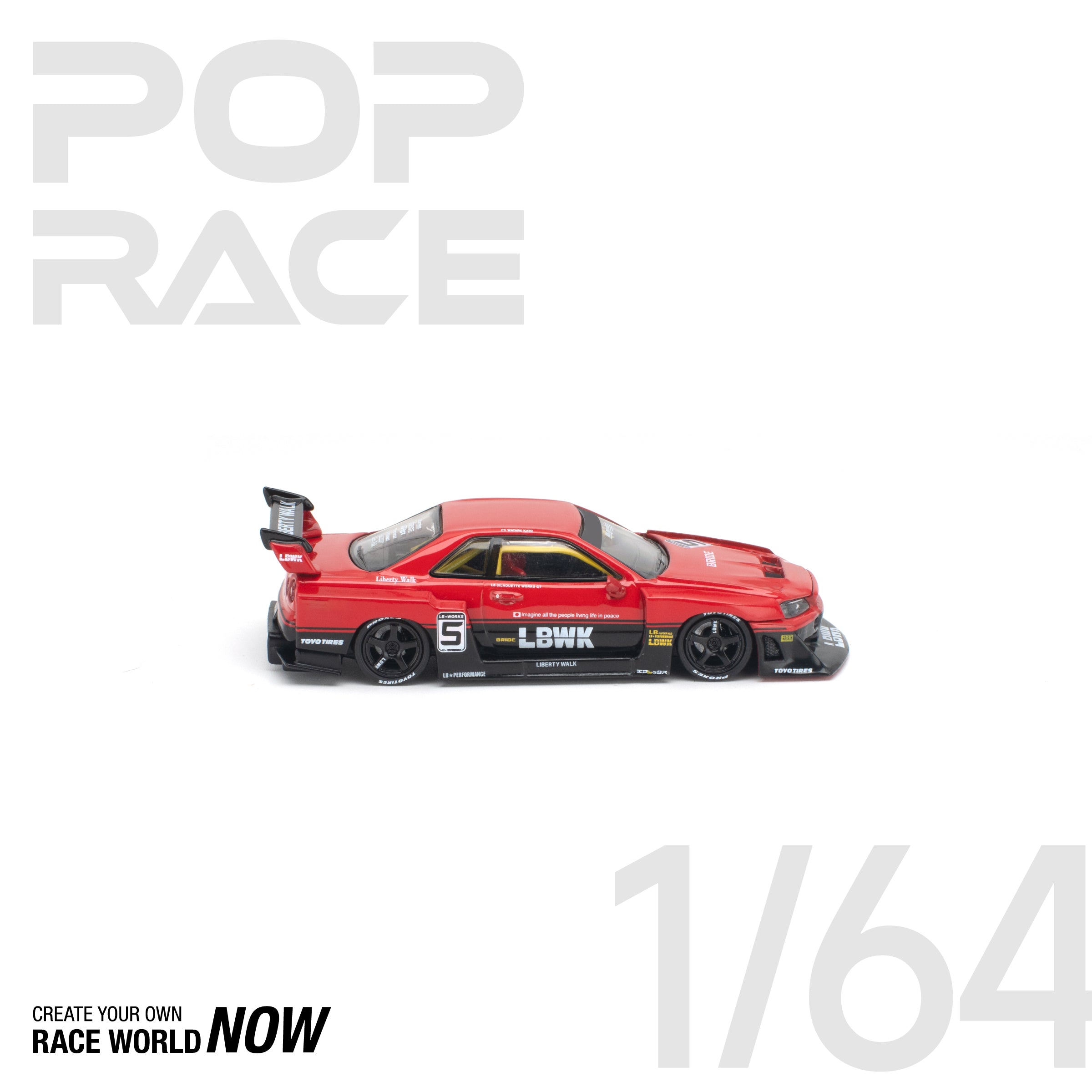 POP RACE 1/64 - LB-ER34 SUPER SILHOUETTE RED NEW TOOLING
