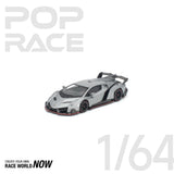 POP RACE 1/64 - LAMBORGHINI VENENO GRIGIO METALLURO