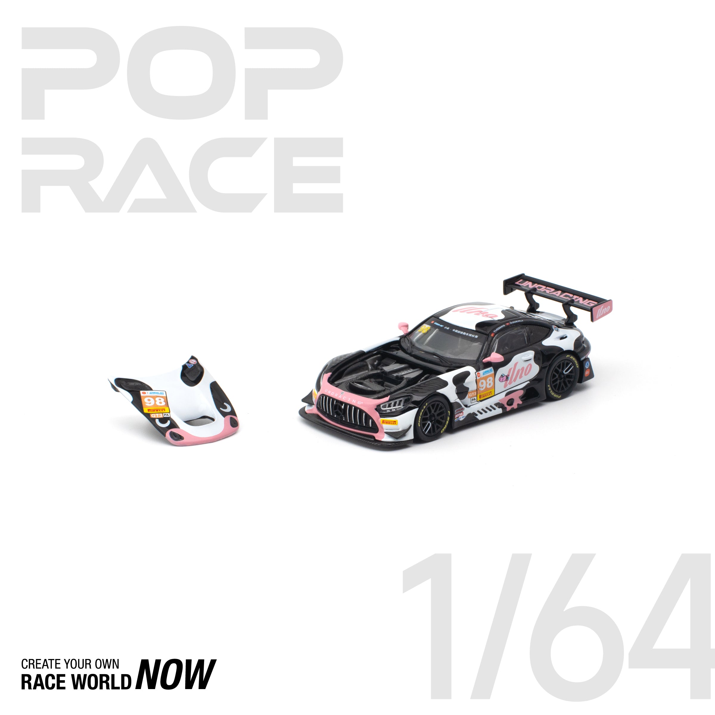 POP RACE 1/64 - MERCEDES-AMG GT3 EVO UNO RACING NO.98 CHINA GT RACE 2 "Momo"