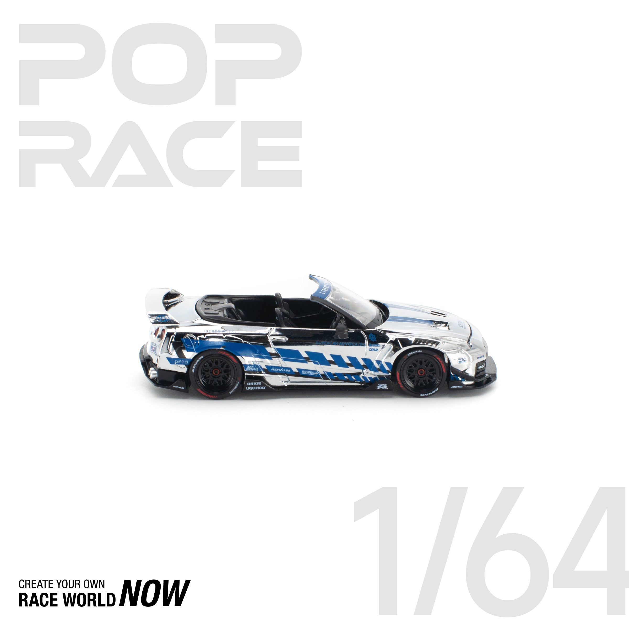 POP RACE 1/64 - LB-WORKS 35GT-R FINAL EDITION SILVER CHROME