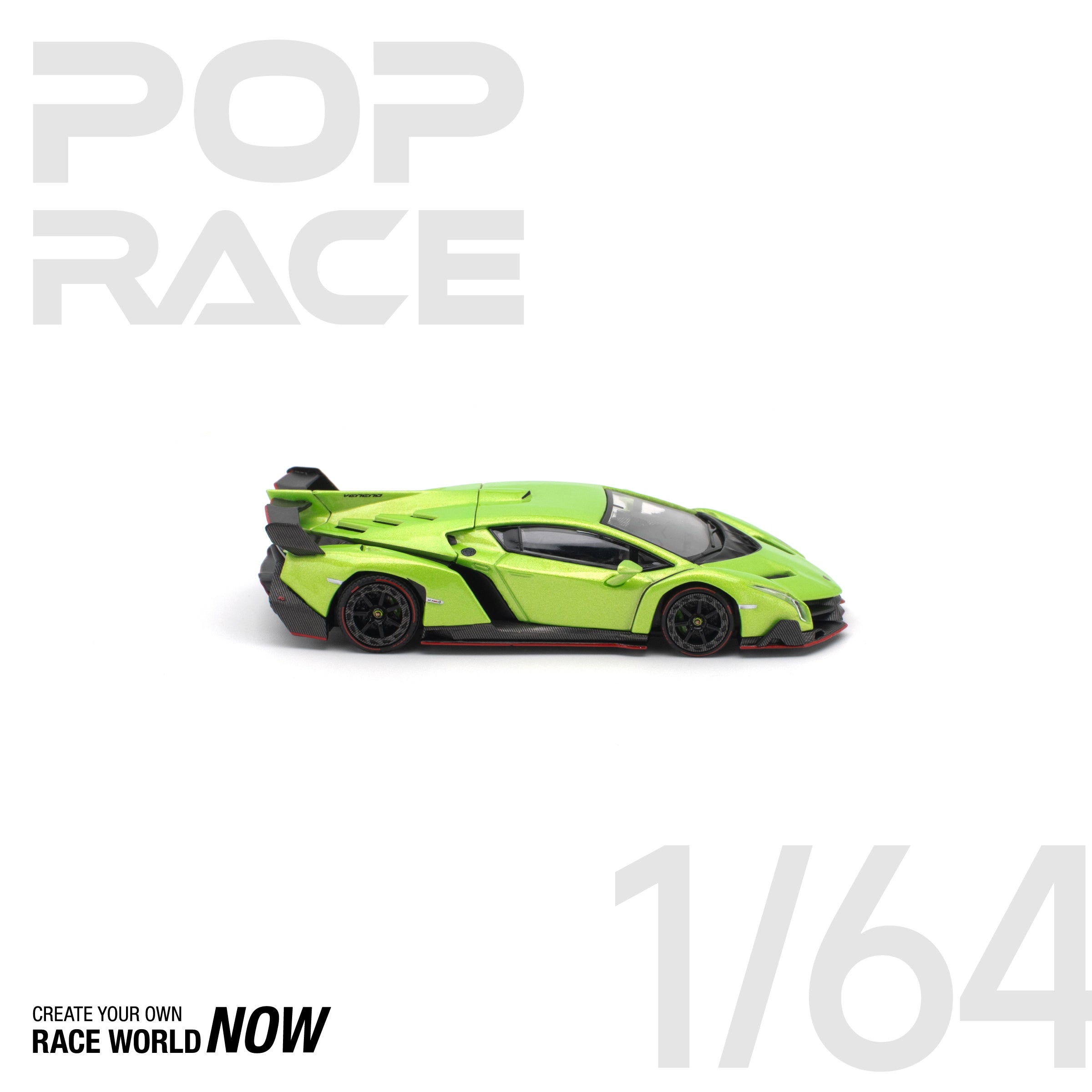 POP RACE 1/64 - LAMBORGHINI VENENO VERDE ITHACA
