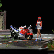 MOREART 1:64 本田 CBR1100XX 红白拉花摩托车人偶套装 树脂模型