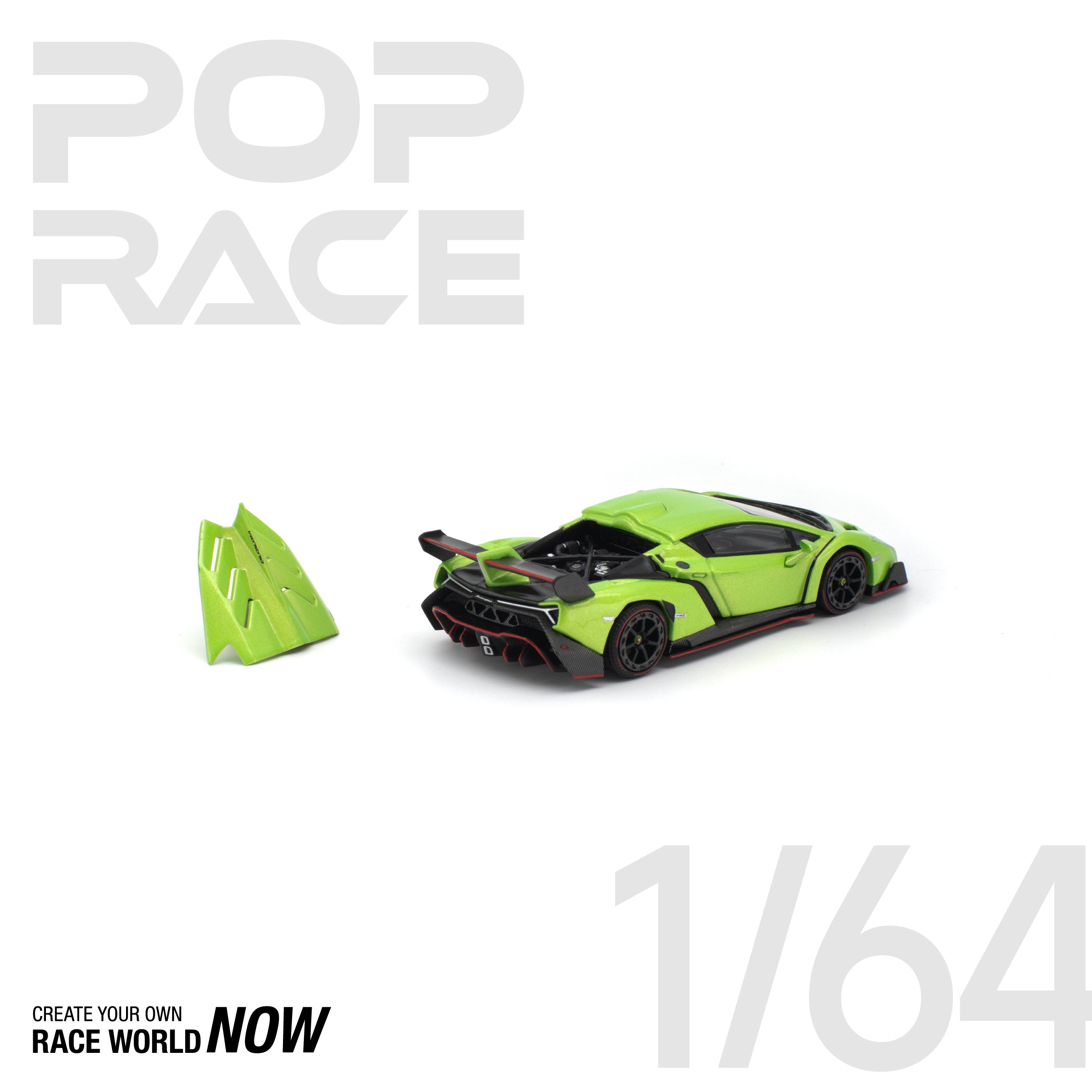 POP RACE 1/64 - LAMBORGHINI VENENO VERDE ITHACA