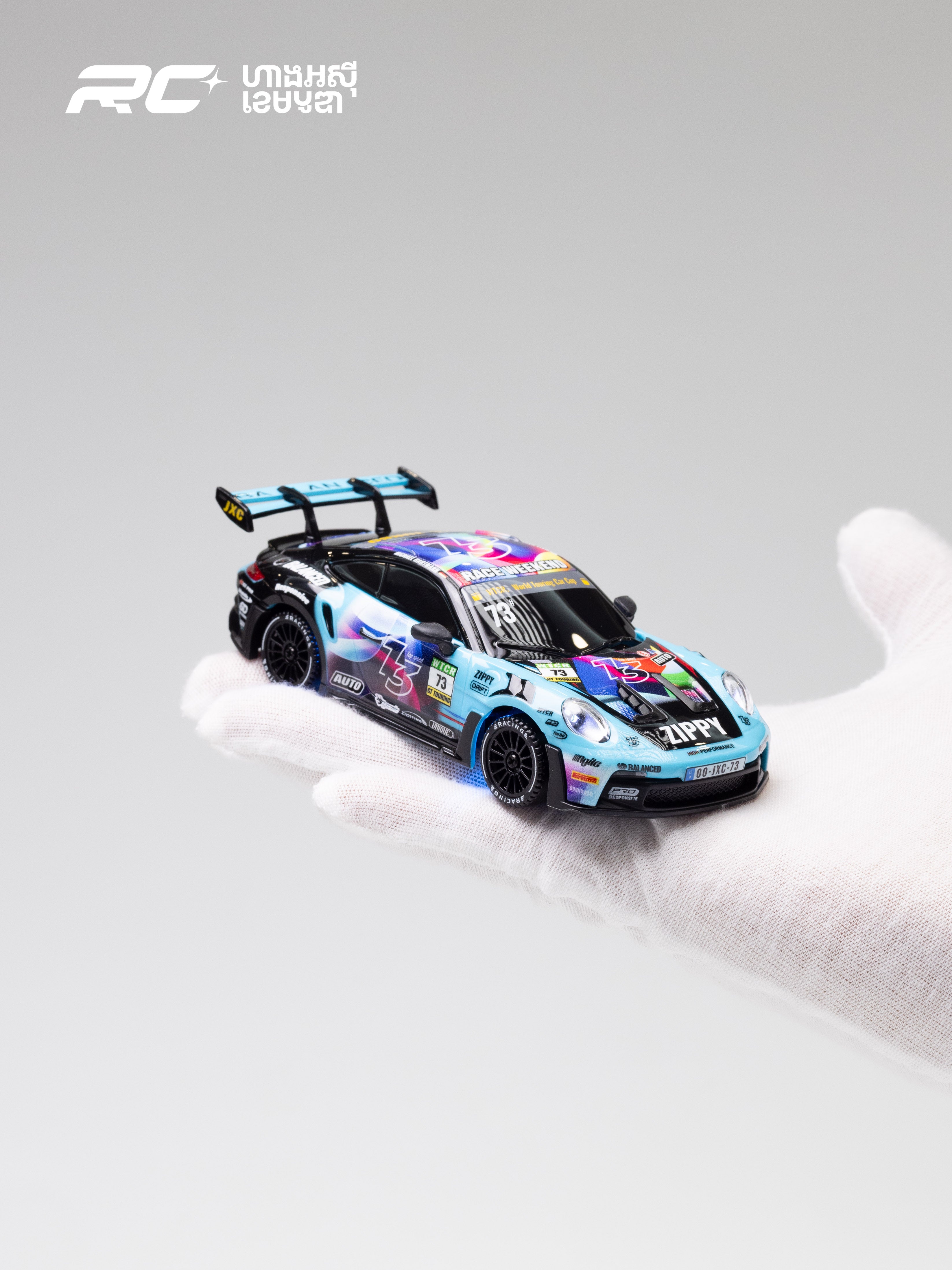 JXC 1/43 GT3 RS RC Blue Drift Car (Ready to Run, 4WD Gyro)