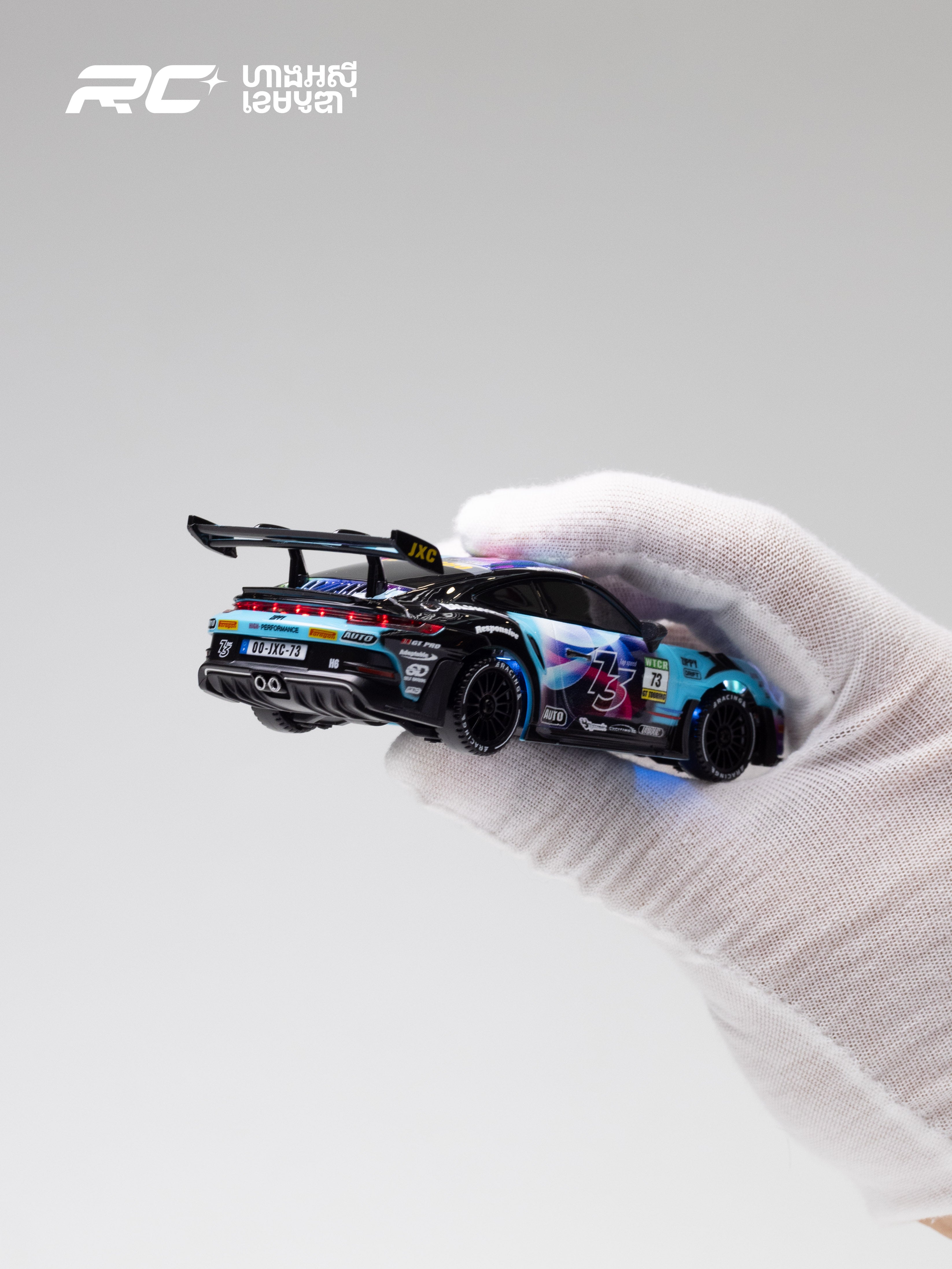 JXC 1/43 GT3 RS RC Blue Drift Car (Ready to Run, 4WD Gyro)