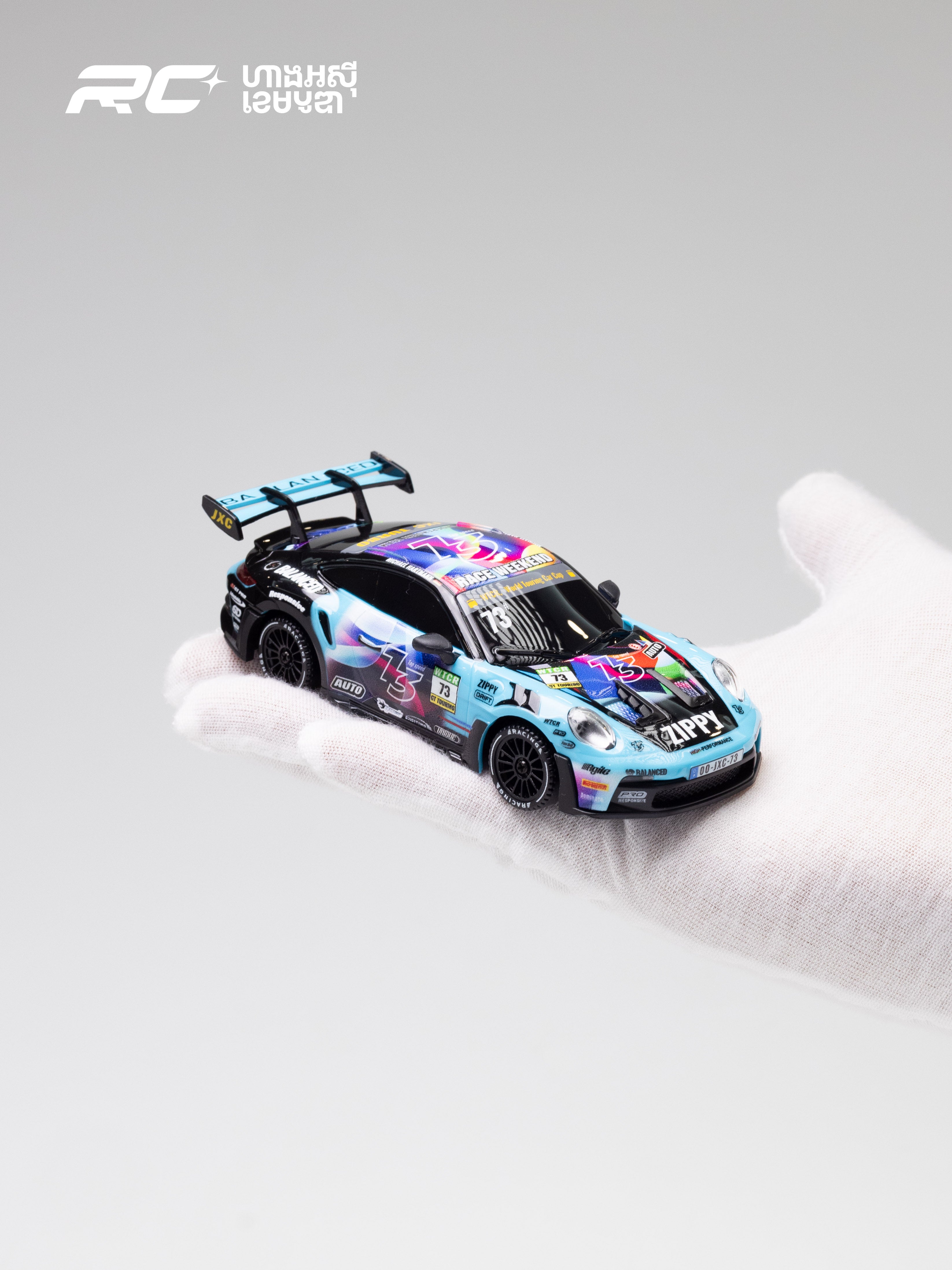 JXC 1/43 GT3 RS RC Blue Drift Car (Ready to Run, 4WD Gyro)