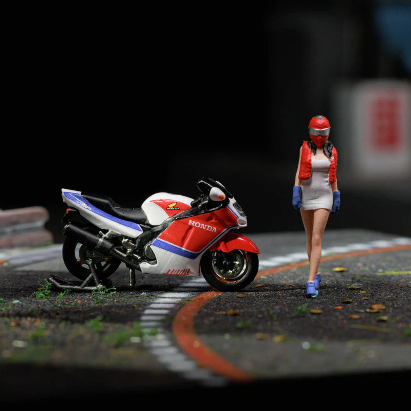 MOREART 1:64 本田 CBR1100XX 红白拉花摩托车人偶套装 树脂模型