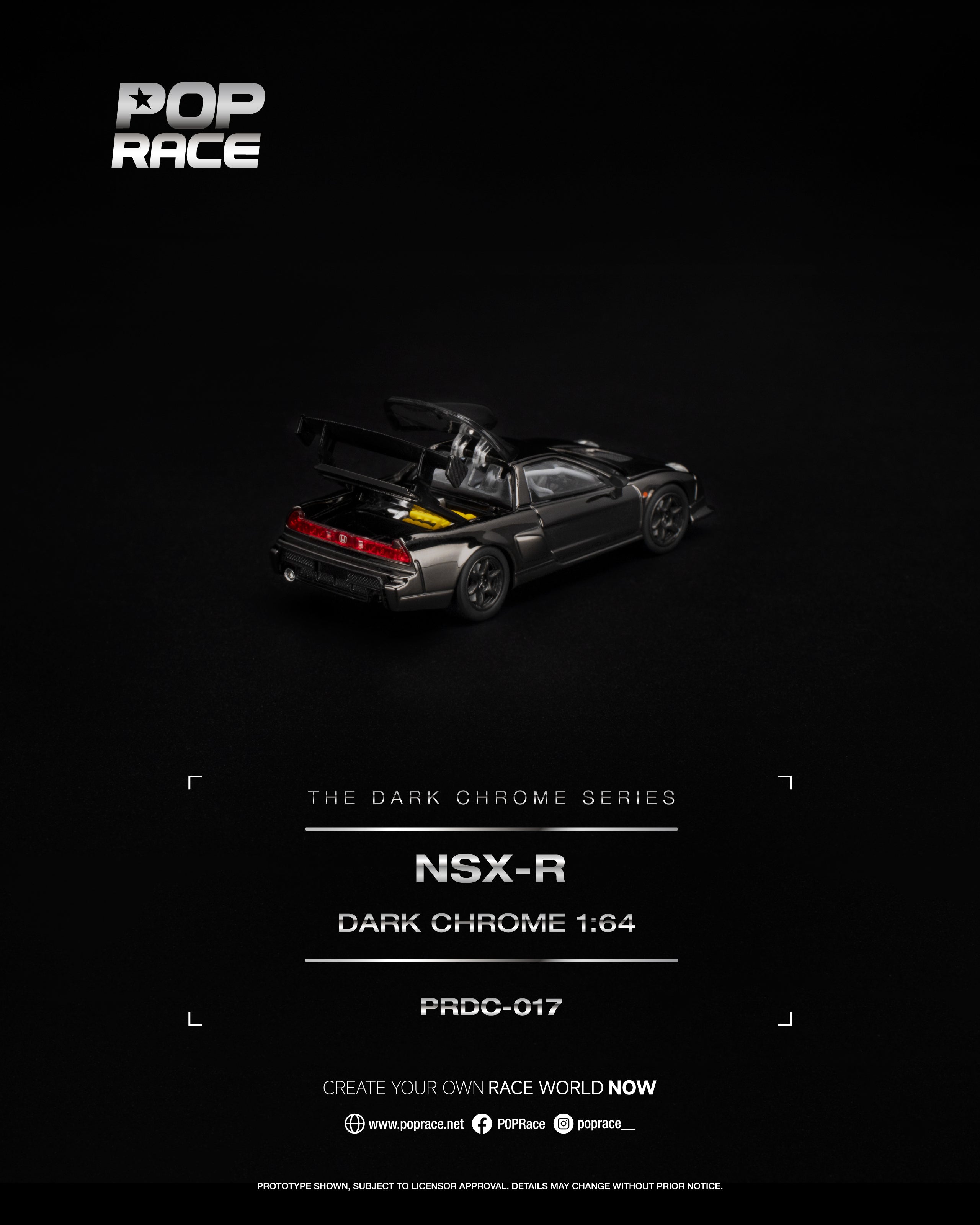 POP RACE 1/64 NSX-R DARK CHROME