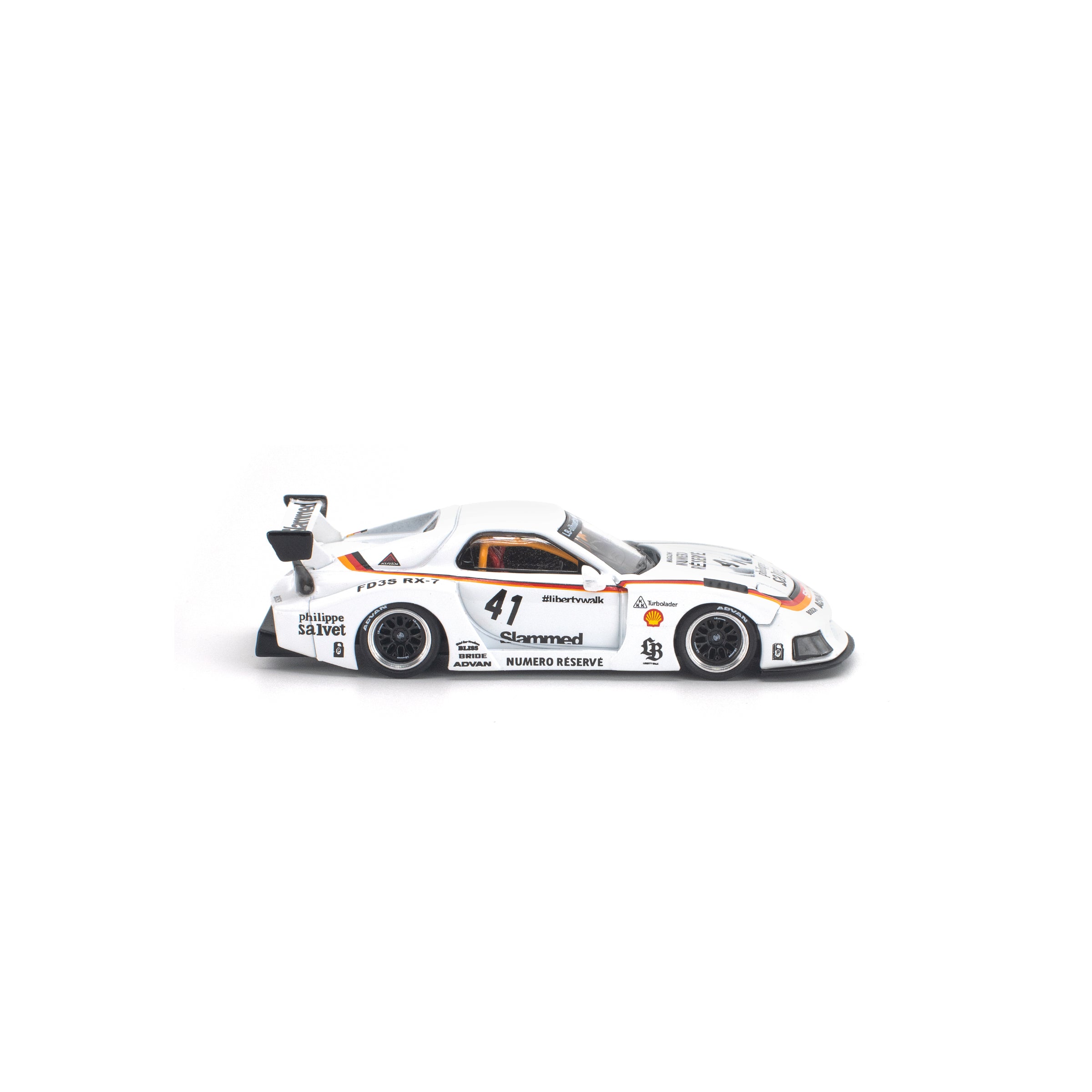 POP RACE 1/64- LB SUPER SILHOUETTE RX7 (FD3S) WHITE NEW TOOLING