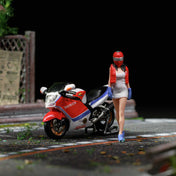 MOREART 1:64 本田 CBR1100XX 红白拉花摩托车人偶套装 树脂模型
