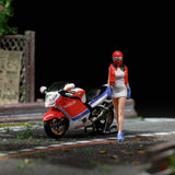 MOREART 1:64 本田 CBR1100XX 红白拉花摩托车人偶套装 树脂模型