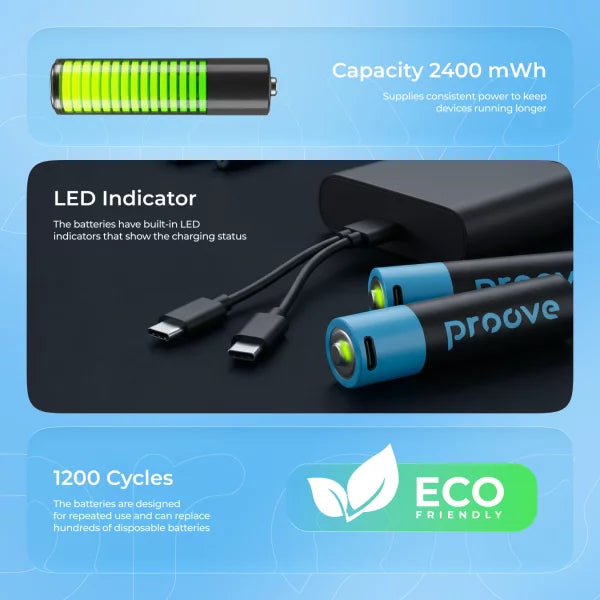 Rechargeable batteries AA 2400mWh
