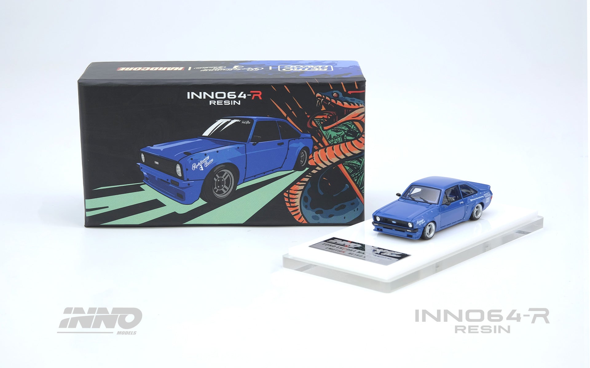 INNO64 - 福特 ESCORT MK2 PANDEM "EMOTION" RETRO HAVOC 红色/蓝色 树脂模型