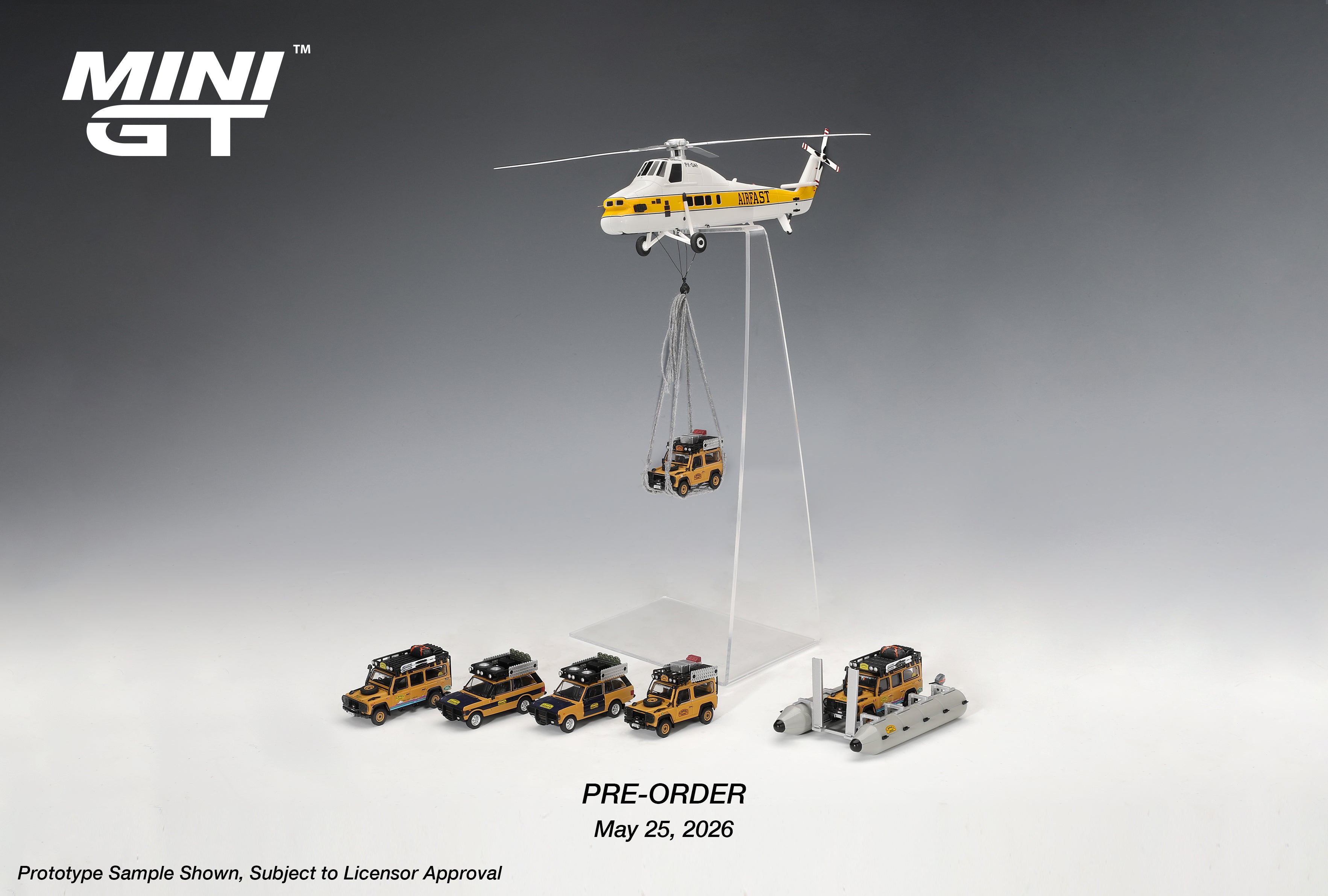MINIGT 1/64 Sikorsky S58T Helicopter 1985 Camel Trophy
