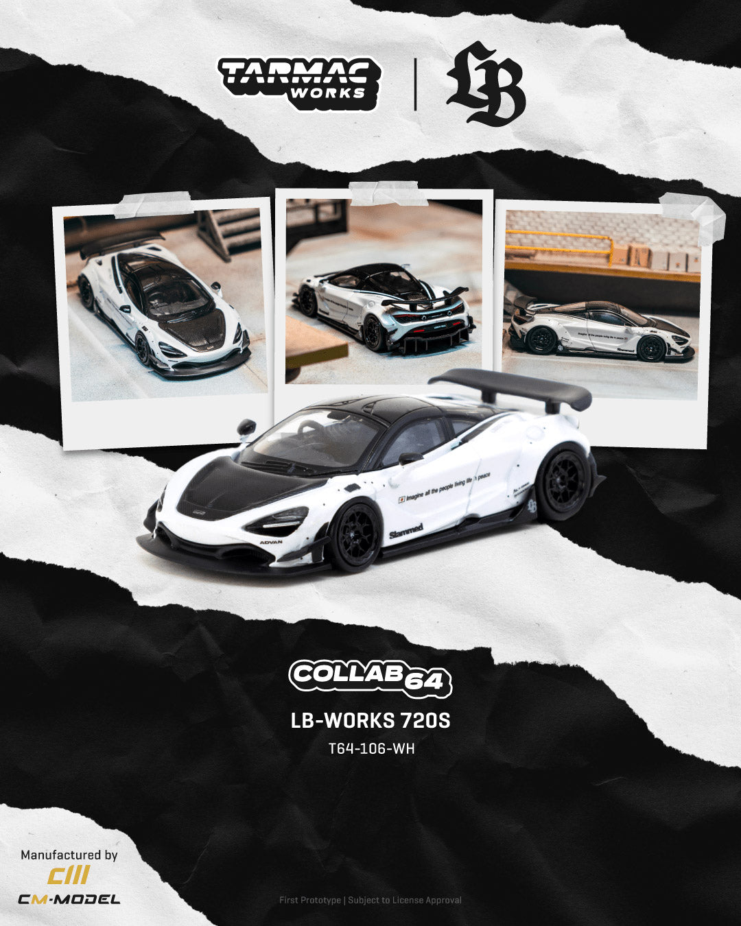 Tarmac Work 1/64 LB-WORKS 720S White