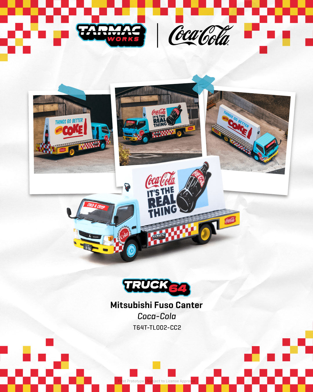 Tarmac Work 1/64 Mitsubishi Fuso Canter - Advertisement Truck COCA- COLA