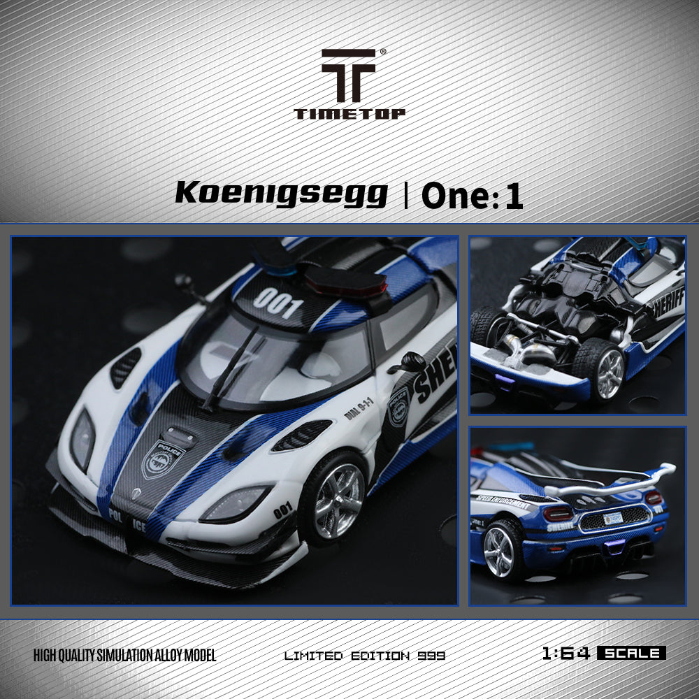 TimeTop 1:64 科尼赛克One-1警车仿真合金汽车模型