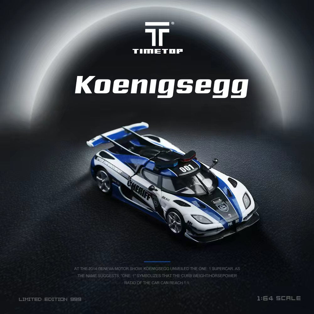 TimeTop 1:64 科尼赛克One-1警车仿真合金汽车模型