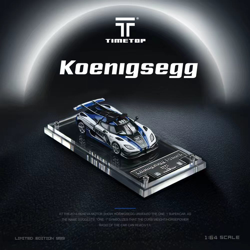 TimeTop 1:64 科尼赛克One-1警车仿真合金汽车模型