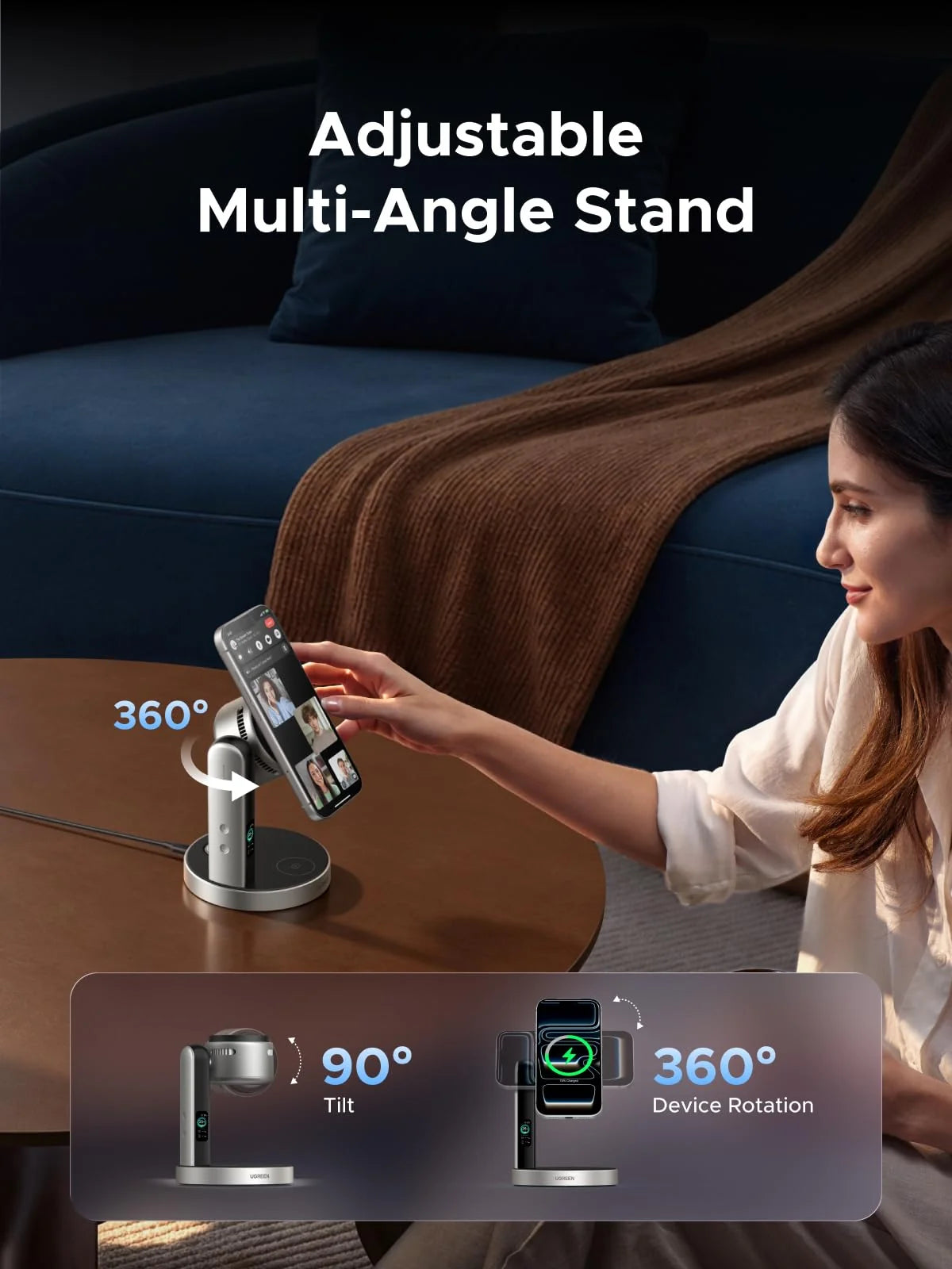UGREEN MagFlow Pro 2-in-1 Magnetic Wireless Charging Stand 25W